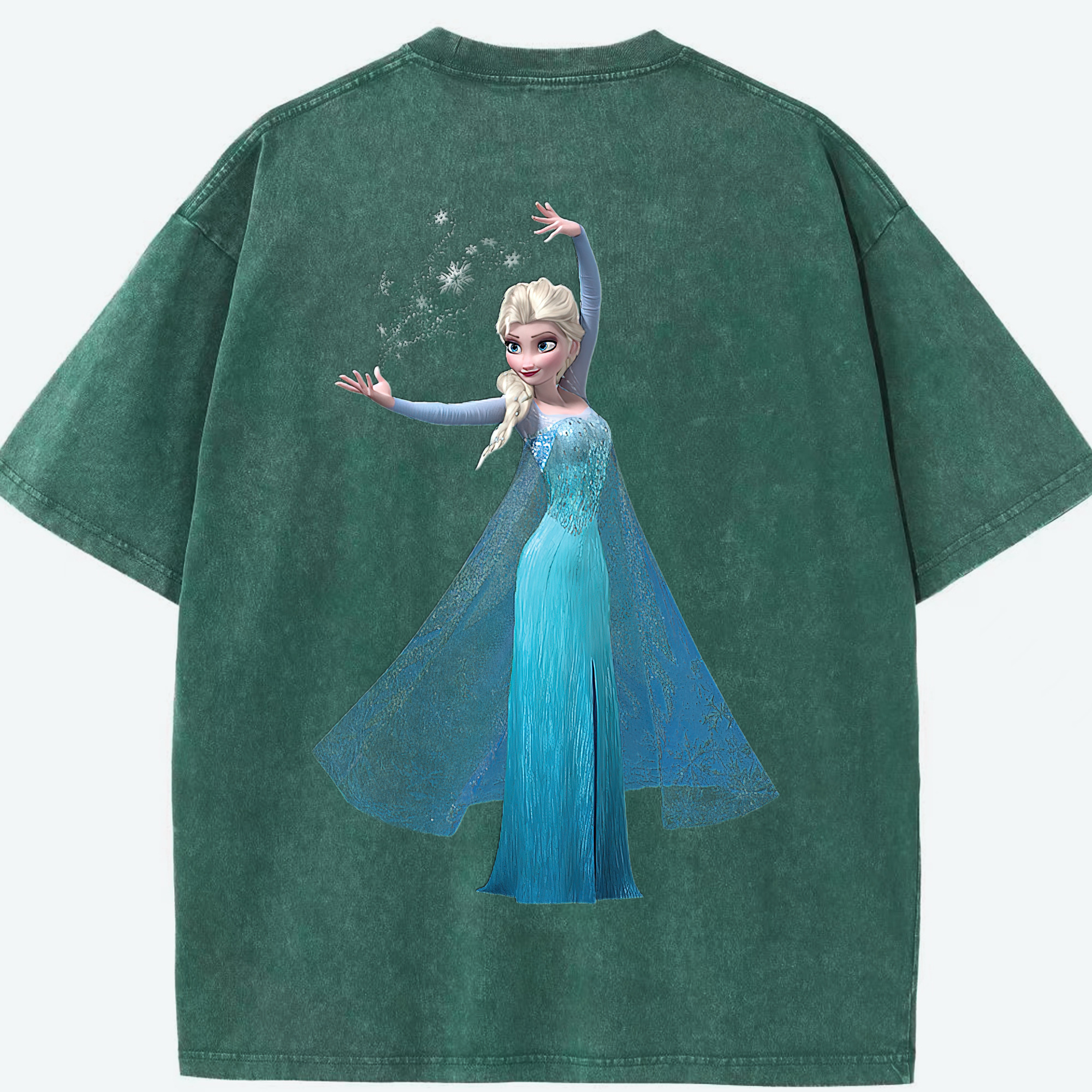 （画像用） アナと雪の女王 アンナ エルサ Frozen Anna Elsa 綿100% ヴィンテージ風 半袖Tシャツ（背面プリント）